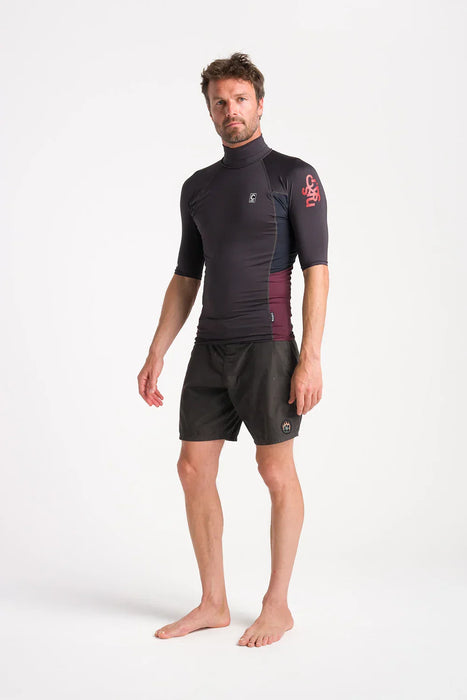 C-Skins Rash X Mens Rash Vest Anthracite / Bluestone / Wine