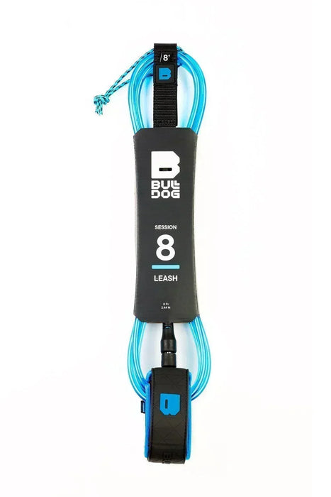 Bulldog 8ft Black Cyan Blue Surfboard Ankle Leash - Boardworx