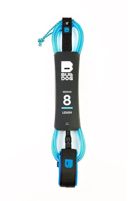 Bulldog 8ft Black Cyan Blue Surfboard Ankle Leash - Boardworx