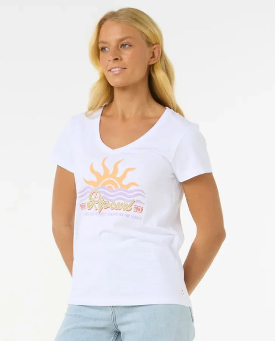 Rip Curl Cala V Neck Tee White