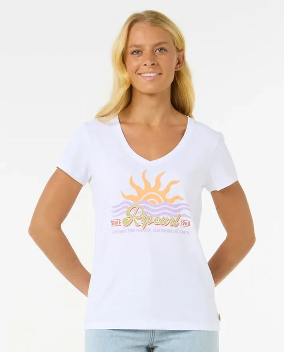 Rip Curl Cala V Neck Tee White
