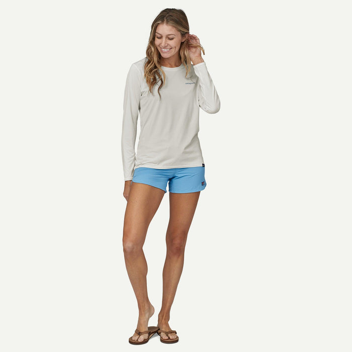 Patagonia Long-Sleeved Capilene® Cool Daily Graphic Shirt - Waters Boardshort Logo Light Plume Grey: White