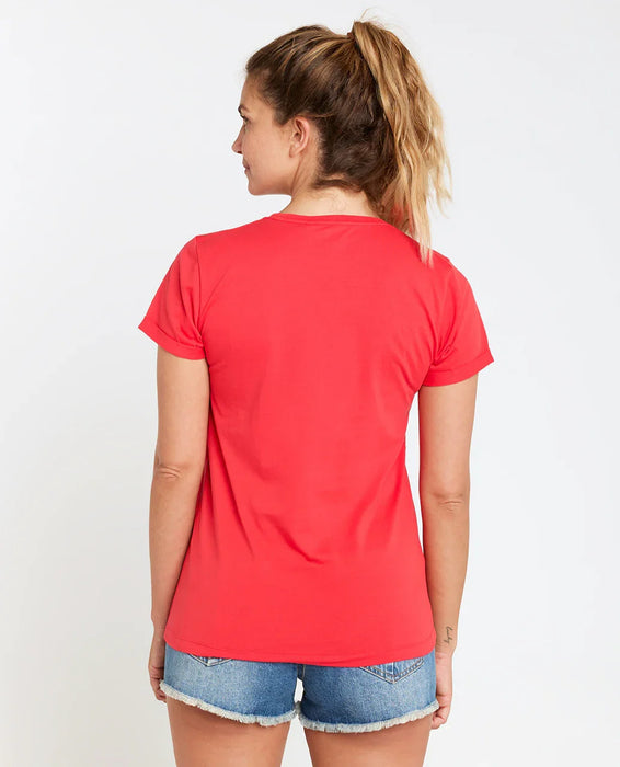 Rip Curl Re-Entry V Neck Tee Hibiscus Red