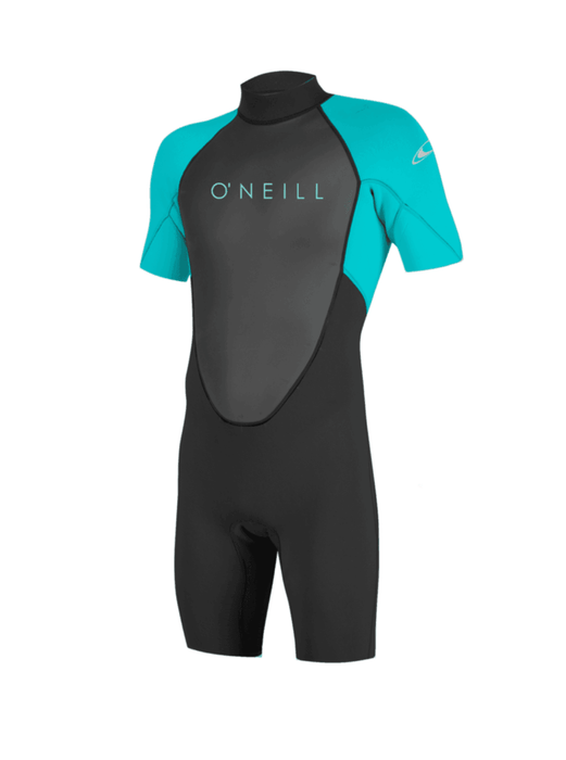 O'Neill Reactor Youth Shorty Wetsuit 2mm Back Zip Black Aqua - Boardworx