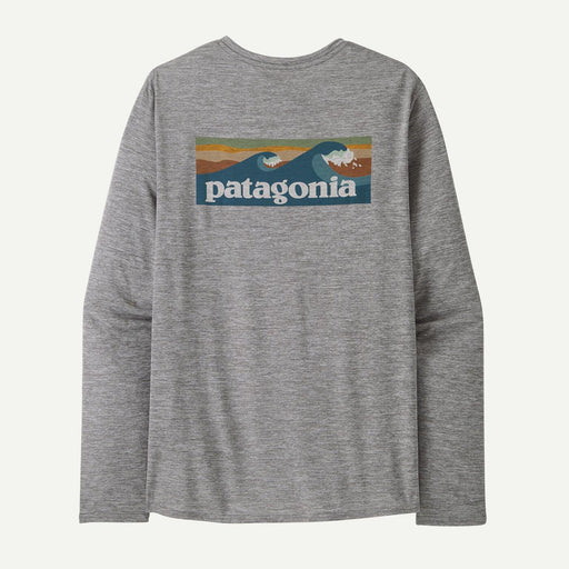 Patagonia Long-Sleeved Capilene® Cool Daily Graphic Shirt - Waters Boardshort Logo Abalone Blue: Feather Grey - Boardworx