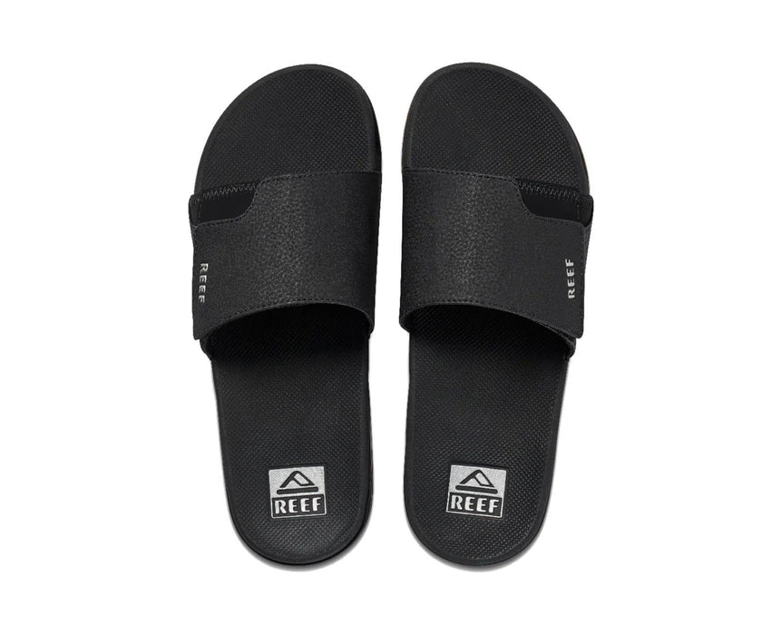 Reef Fanning Slide Sandal Black Silver - Boardworx