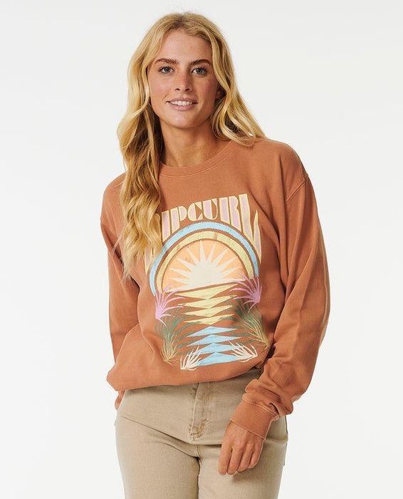 Rip Curl Glow Relaxed Crew Light Brown - Boardworx
