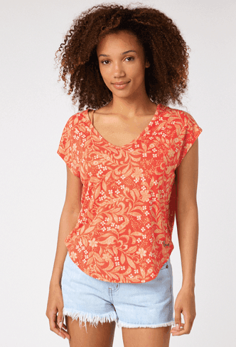 Rip Curl Sun Rays Reverse Ladies Tee Red - Boardworx
