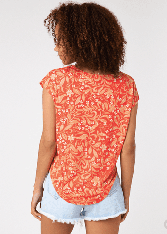 Rip Curl Sun Rays Reverse Ladies Tee Red - Boardworx