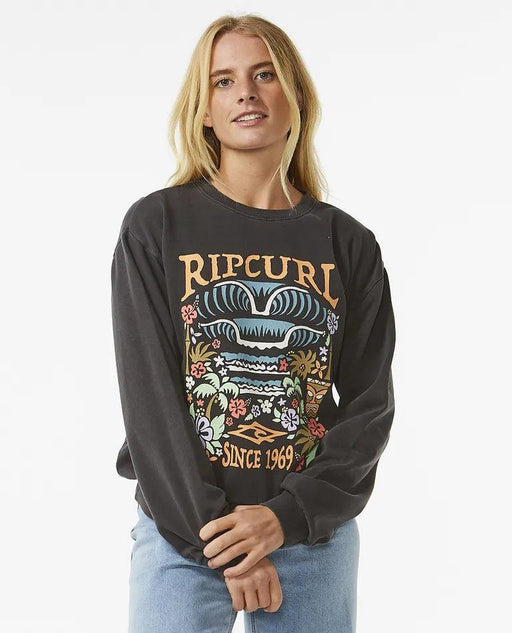 Rip Curl Tiki Tropic Relaxed Crew Sweatshirt Washed Black - Boardworx