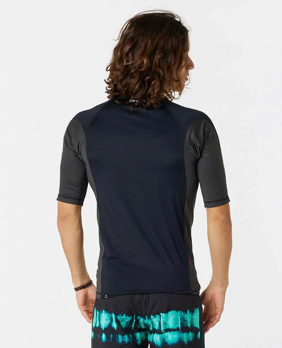 Rip Curl Waves UPF Perf Short Sleeve Rash Vest Black