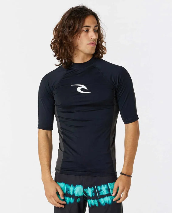 Rip Curl Waves UPF Perf Short Sleeve Rash Vest Black