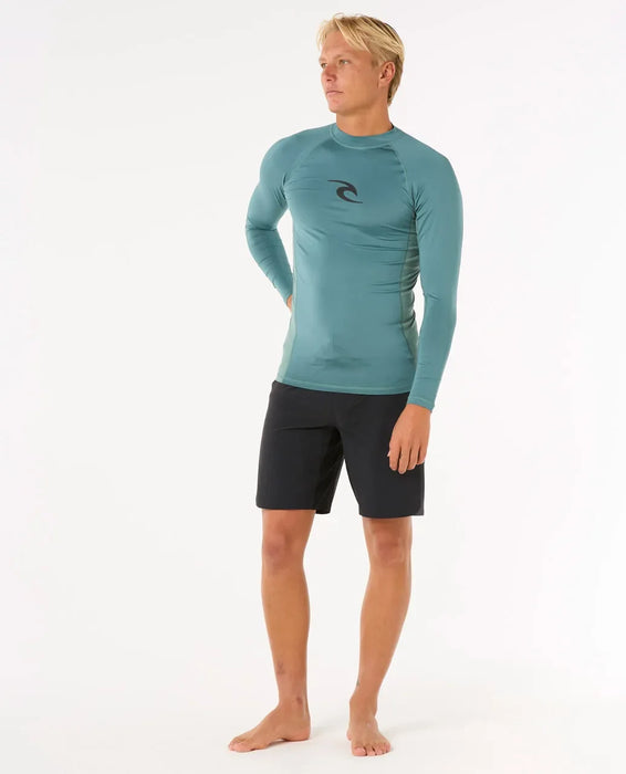 Rip Curl Waves UPF Perf Long Sleeve Rash Vest Bluestone