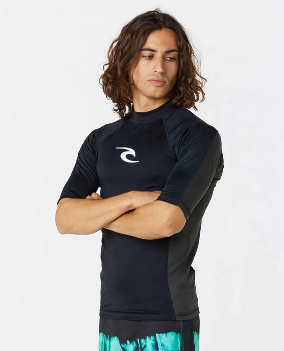 Rip Curl Waves UPF Perf Short Sleeve Rash Vest Black