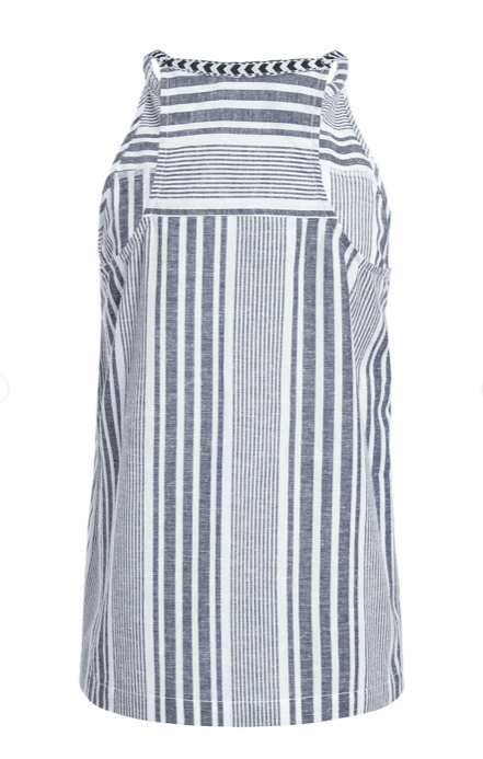 Weird Fish Marciana Organic Cotton Striped Woven Top Navy - Boardworx