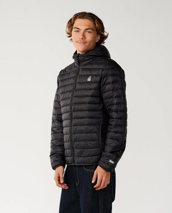 Rip Curl Search Series Puffer DWR Hooded Jacket in Black – product view 3