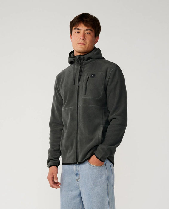 Rip Curl Departed Polar Fleece Zip Through Jacket Charcoal Grey