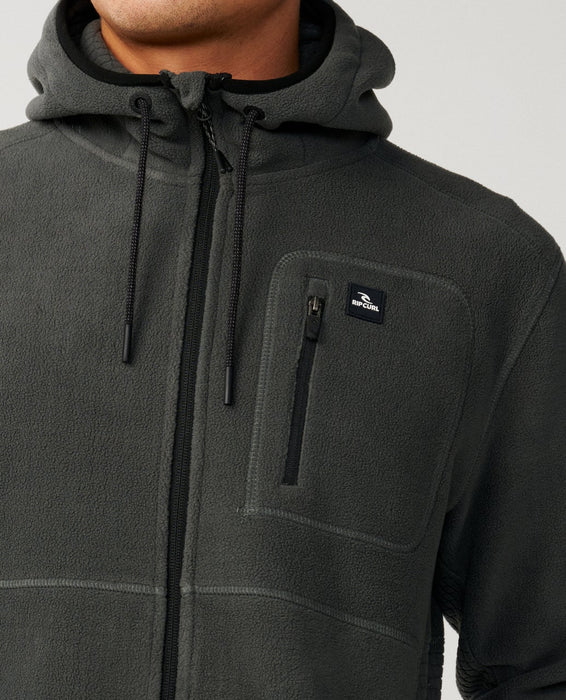 Rip Curl Departed Polar Fleece Zip Through Jacket Charcoal Grey