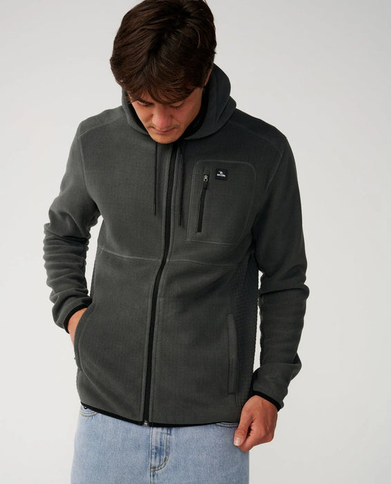 Rip Curl Departed Polar Fleece Zip Through Jacket Charcoal Grey