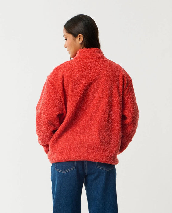 Back view of the Rip Curl Every Day Zip Through Polar Fleece in red