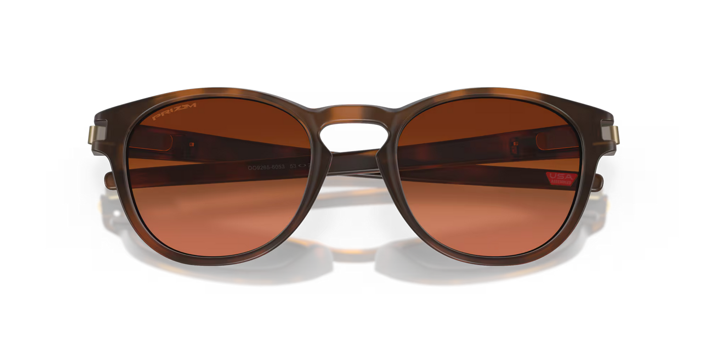 Oakley Latch sunglasses front close-up with Prizm Brown Gradient lenses