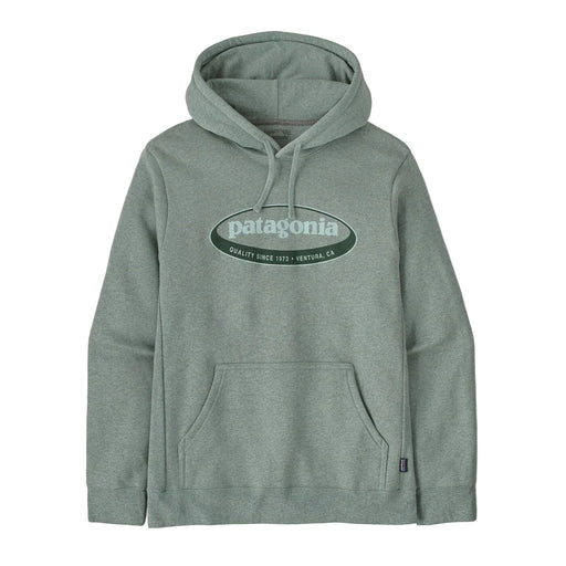 Patagonia '95 Oval Uprisal Hoody in Cover Green, front view with oval logo