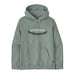 Patagonia '95 Oval Uprisal Hoody in Cover Green, front view with oval logo