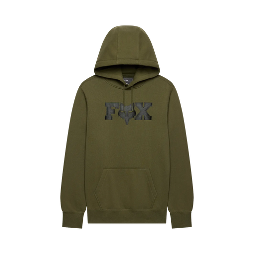 Fox F Head X fleece pullover hoodie in olive green