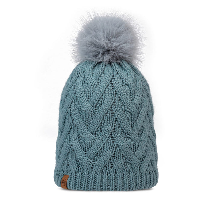 Buff Knitted and Polar beanie in Caryn Blue Grass