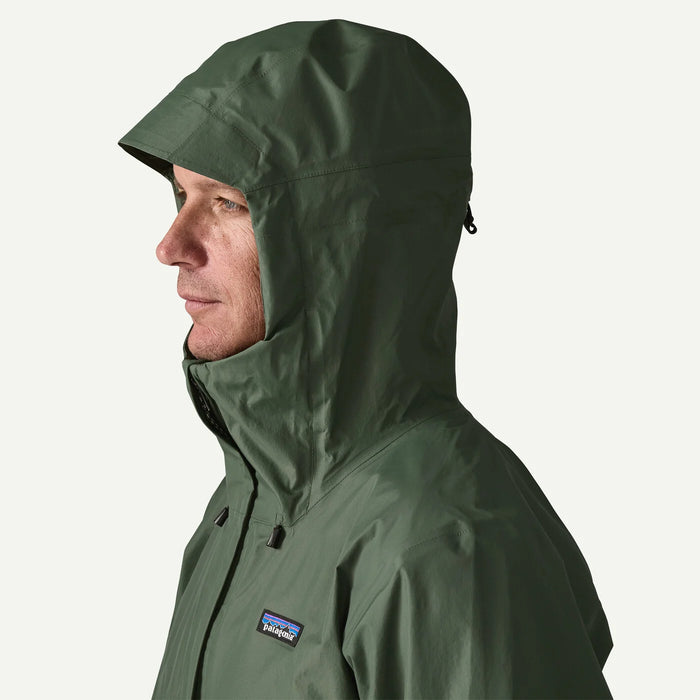 Patagonia Torrentshell 3L adjustable hood shown on model
