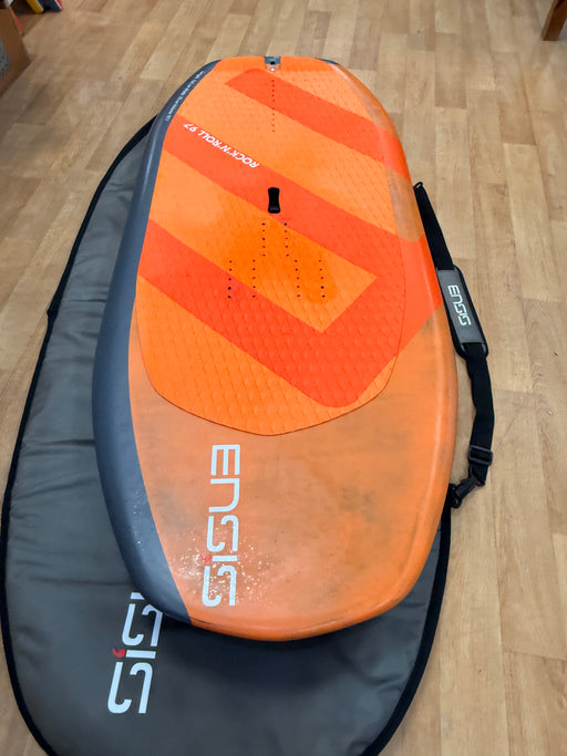 Orange ENSIS ROCK’N’ROLL 97L board with carry bag, deck view
