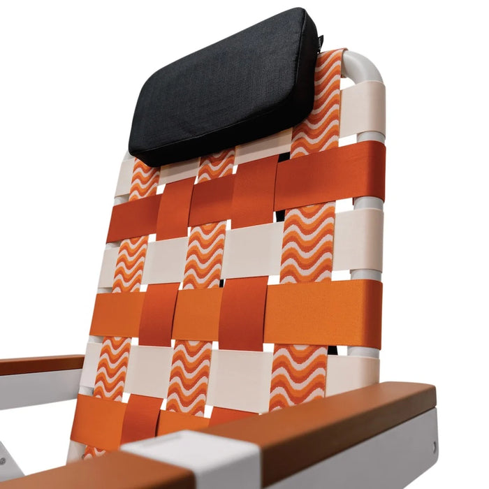 Close-up of Parkit Eclipse Sunkissed woven polyester webbing in warm orange and sun-washed cream tones