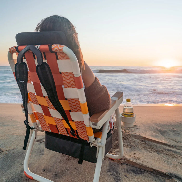Parkit Eclipse Sunkissed chair with interchangeable cup holder mounted on right side