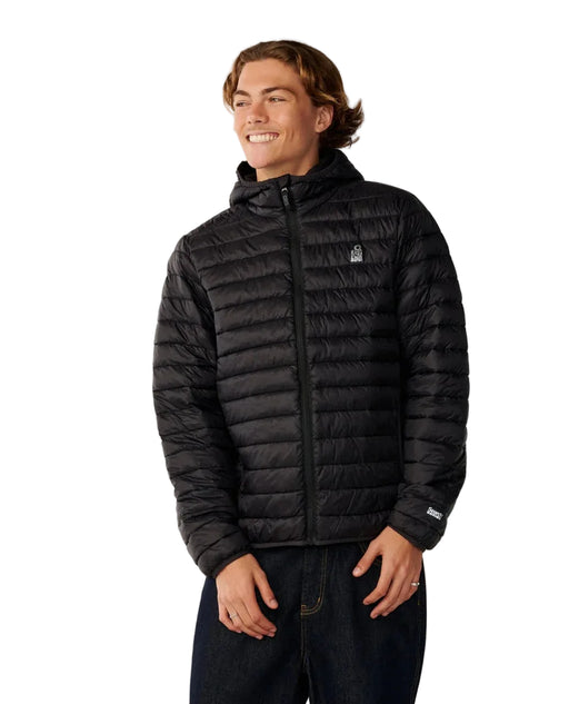 Rip Curl Search Series Puffer DWR Hooded Jacket in Black – product view 1