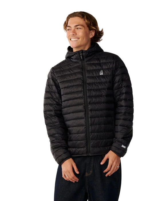Rip Curl Search Series Puffer DWR Hooded Jacket in Black – product view 1