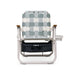 Parkit Voyager Dune Saguaro chair front view showing faux teak armrests and woven polyester seat