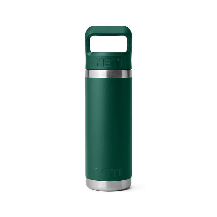 Yeti Rambler 18oz Bottler With Straw Cap Black Forest Green