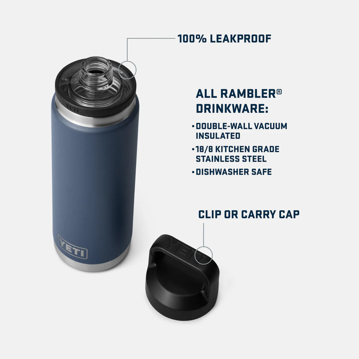 Yeti Rambler 26oz Bottle with Chug Cap in Navy