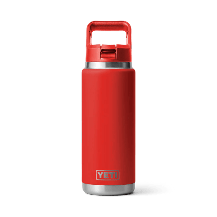 Yeti Rambler 26oz Water Bottle Straw Cap Rescue Red