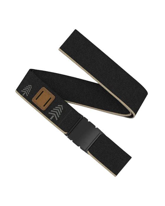 Arcade Blackwood belt in black with tan trim and chevron detail, ideal for surf clothing