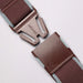Arcade burgundy belt with grey trim and quick-release buckle close-up