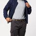Arcade camo webbing belt with metal buckle on man wearing grey cargo pants