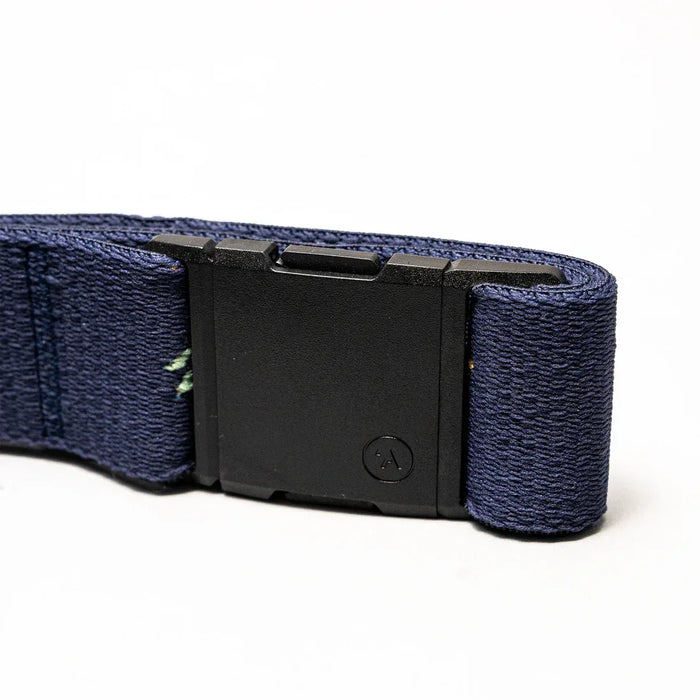 Arcade navy blue webbing belt with black plastic buckle, Save the Waves edition