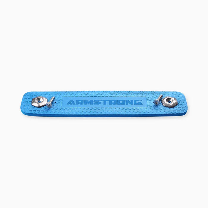 Armstrong blue straight footstrap with textured grip and mounting hardware for watersports boards