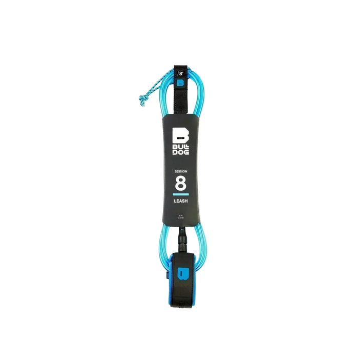 Bulldog 8ft Black Cyan Blue Surfboard Ankle Leash