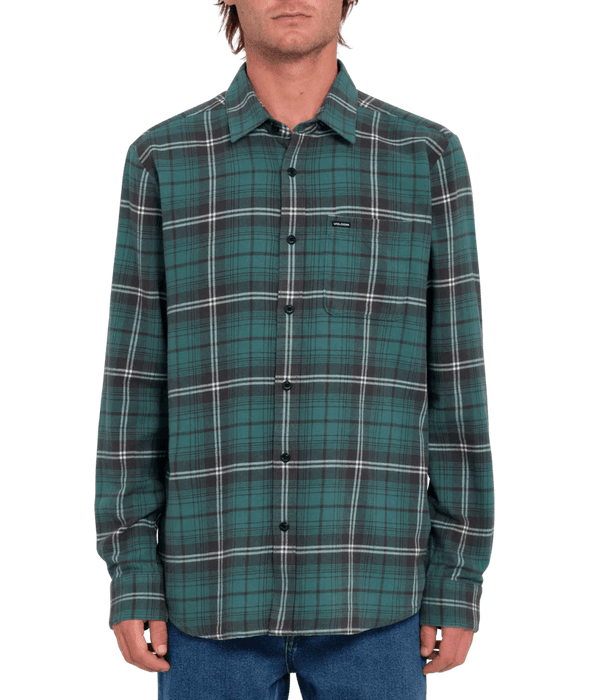 Volcom Caden Plaid Shirt Sea Green