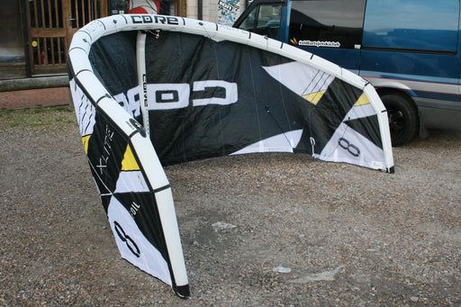 CORE XR Lite 8m XLITE Hydrofoil light wind kite for kitesurfing, black and white design