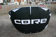 CORE 8m XLite hydrofoil light wind kite for kitesurfing, black with white logo, outdoors