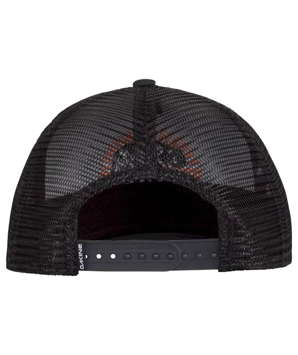 Dakine mesh trucker cap in black, adjustable snapback closure, watersports surf clothing