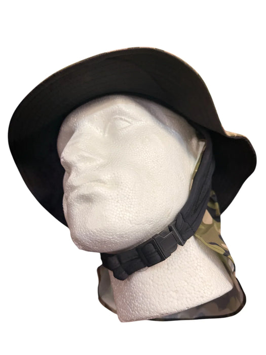 Dakine Indo surf hat in classic camo with chin strap, ideal for water sports protection